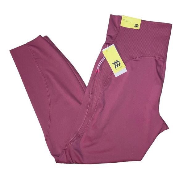 New All In Motion Flex Ribbed High Rise Leggings Rose Red XXL - Picture 3 of 4